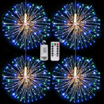 180 LED Firework String Lights 8 Mode Explosion Star Copper Silver Wire Fairy Light Decoration Lamp Remote Control String Light