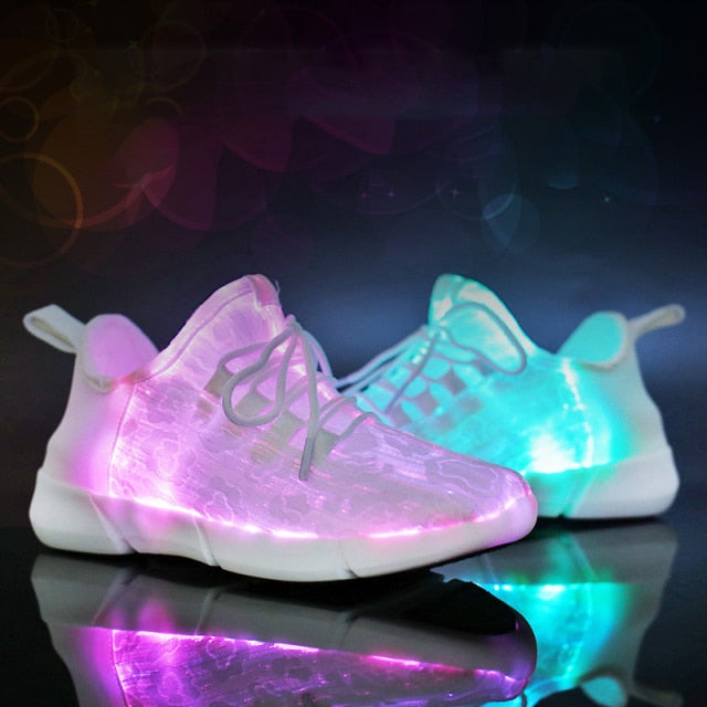 LED Lighting Shoes Luminous Costume Summer Led Fiber Optic Shoes Dancing LED Light UP Shoes USB Recharge Glowing Sneakers