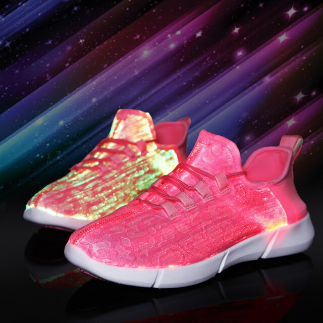 LED Lighting Shoes Luminous Costume Summer Led Fiber Optic Shoes Dancing LED Light UP Shoes USB Recharge Glowing Sneakers