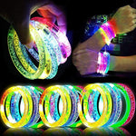 50pcs Flash Dance Bracelets Wristbands LED Flashing Wrist Glow Bangle In The Dark Carnival Birthday Gift Neon Party Supplies