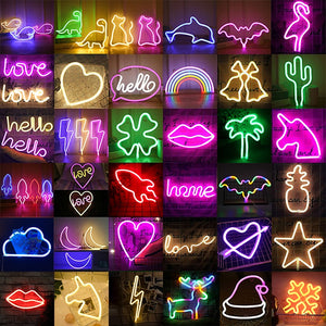 Wholesale LED Neon Night Light Sign Wall Art Sign Night Lamp Xmas Birthday Gift Wedding Party Wall Hanging Neon Lamp Home Decor