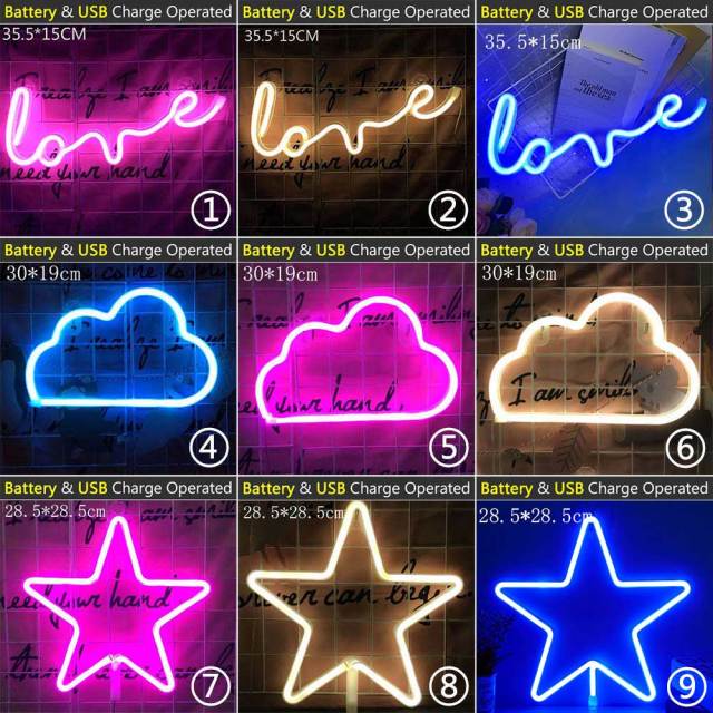 Wholesale LED Neon Night Light Sign Wall Art Sign Night Lamp Xmas Birthday Gift Wedding Party Wall Hanging Neon Lamp Home Decor