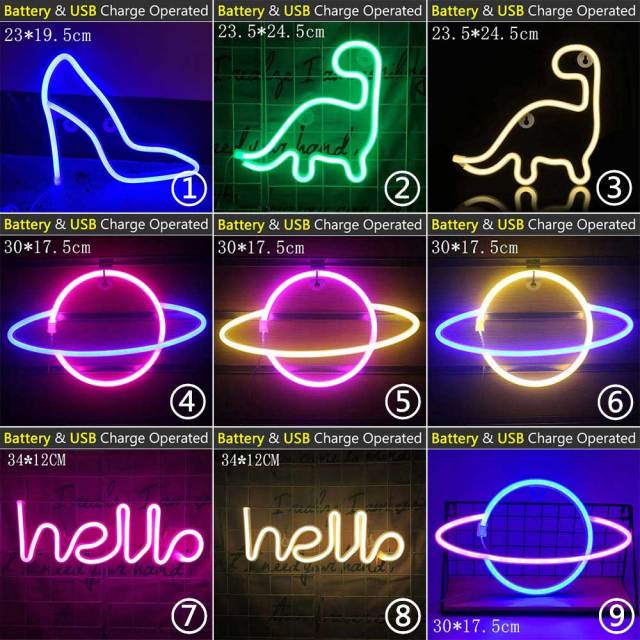 Wholesale LED Neon Night Light Sign Wall Art Sign Night Lamp Xmas Birthday Gift Wedding Party Wall Hanging Neon Lamp Home Decor