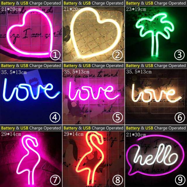 Wholesale LED Neon Night Light Sign Wall Art Sign Night Lamp Xmas Birthday Gift Wedding Party Wall Hanging Neon Lamp Home Decor