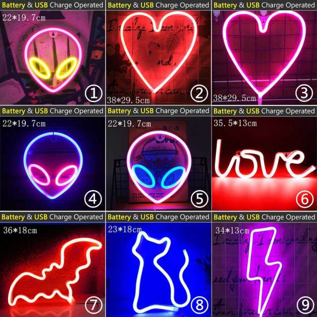 Wholesale LED Neon Night Light Sign Wall Art Sign Night Lamp Xmas Birthday Gift Wedding Party Wall Hanging Neon Lamp Home Decor