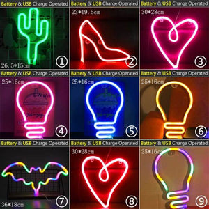 Wholesale LED Neon Night Light Sign Wall Art Sign Night Lamp Xmas Birthday Gift Wedding Party Wall Hanging Neon Lamp Home Decor