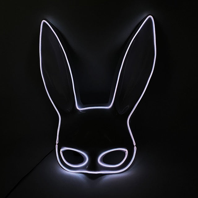 10 Colors Options Neon Led Rave Mask Women Night Club Sex EL Wire Mask Bunny Cospaly Glowing Mask