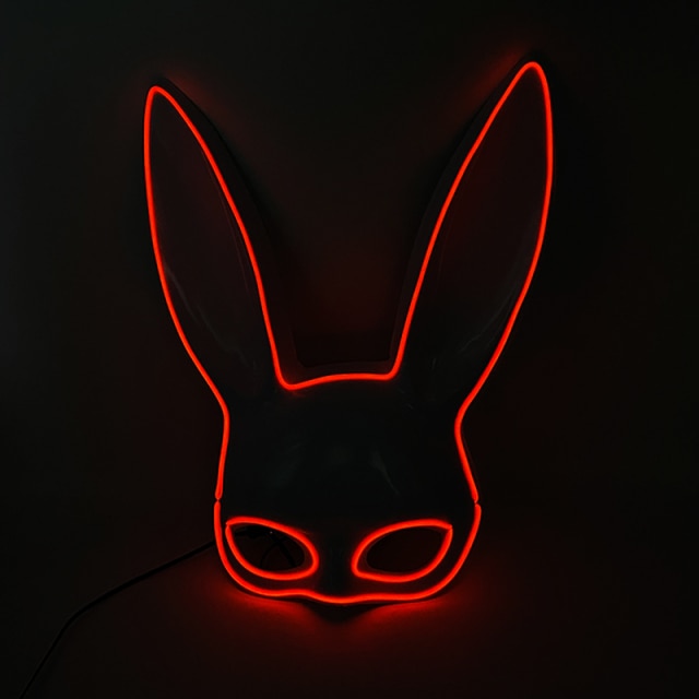 10 Colors Options Neon Led Rave Mask Women Night Club Sex EL Wire Mask Bunny Cospaly Glowing Mask