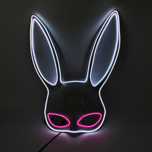 10 Colors Options Neon Led Rave Mask Women Night Club Sex EL Wire Mask Bunny Cospaly Glowing Mask