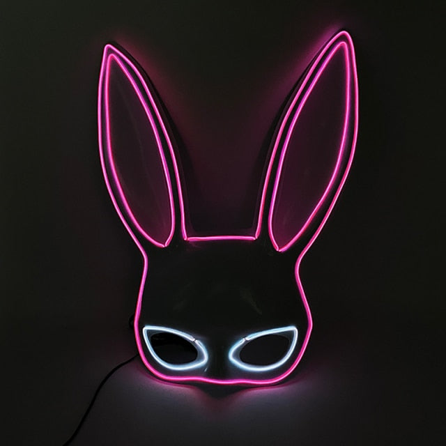 10 Colors Options Neon Led Rave Mask Women Night Club Sex EL Wire Mask Bunny Cospaly Glowing Mask