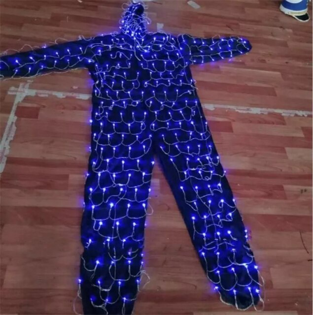 Whole body light flashes white light color Halloween bar male ds dj dance glowing costume led light up gogo costume