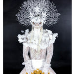 Sexy men stage dance LED lights White Branch headdress dance wear Christmas Valentine's day party performance show costume