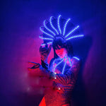 Stage dance show nighclub bar party wear Sexy women led costume lumious headwear bodysuit full set dancer outfit