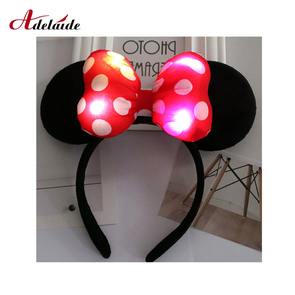 1PC LED headband Minnie Bows Ears luminous headband accessories flash children LED lights hair accessories colorful lights toys