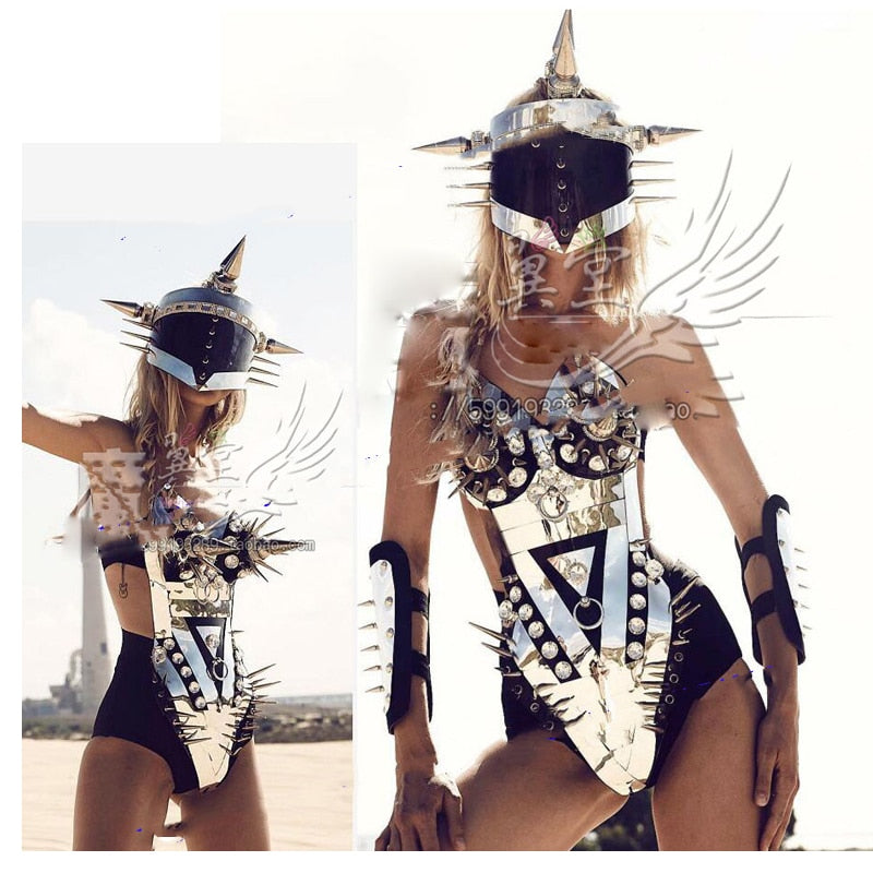 future space female warrior Sparkly Bar nightclub costumes singer ds dance team gogo show sexy costume