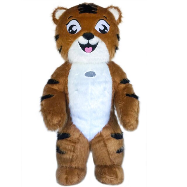 SAYGO Inflatable Tiger Cute Furry Plush Bear Mascot Costume Fursuit Family Promotion Halloween Cosplay Party Dress Animal Adult