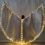 New Style Led Luminous Belly wings show props fluorescent dance Yellow wings split  adult belly dance costume