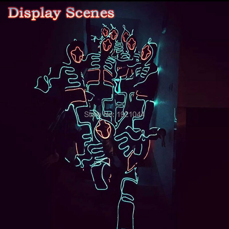 LED Suit Luminous Costumes Illuminated Glowing Hooded Men EL Clothes Cold Strip Talent Show LED Light Clothing Dance Party Decor