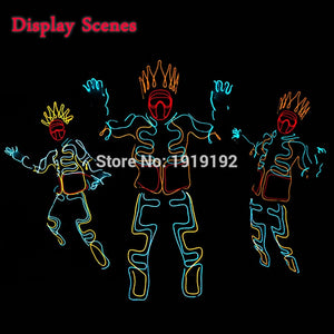 EL Cold Light Clothing Glowing Dance Clothing EL Indian Luminous Costumes Scintillation Costume Men LED Clothes Cold Strip Party