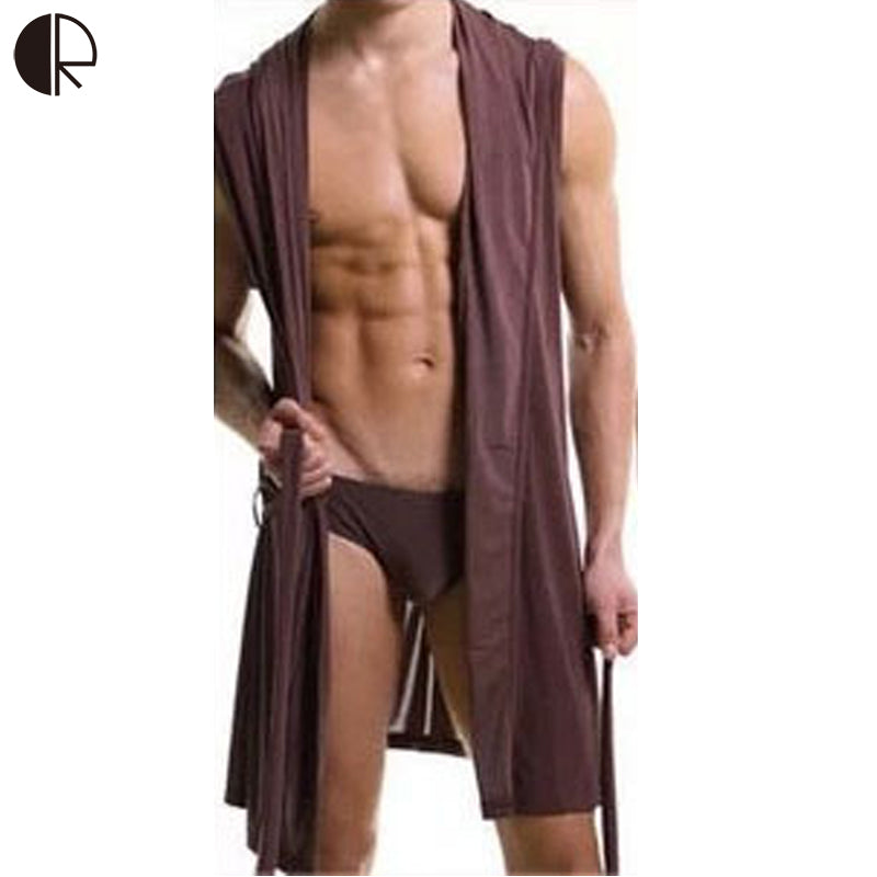 New Arrival Men's Fashion Sexy Casual Sleeveless Hooded Robe Lounge 4 Color 3 Size Wholesales,Free Shipping,AP076