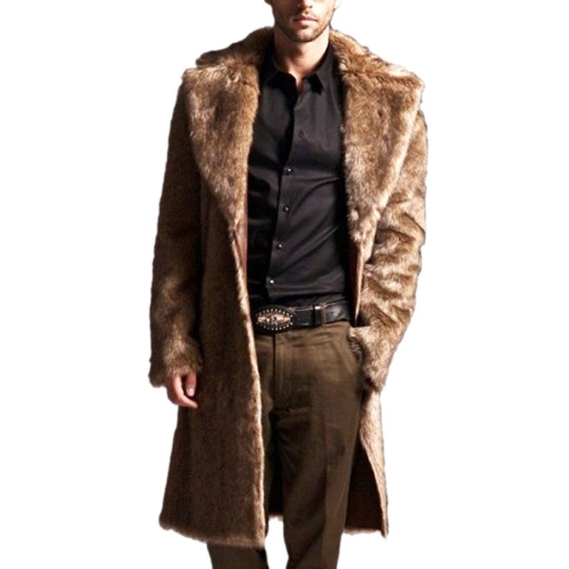 Winter Warm Men's Jackets Product Imitation Fox Faux Fur Lapel Outwear Coat 3 Colors M-3XL