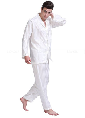 Mens Silk Satin Pajamas Set  Pajama Pyjamas  Set  Sleepwear Set  Loungewear S,M,L,XL,2XL,3XL,4XL  Plus  Striped Black