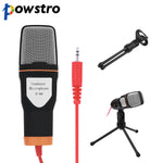 3.5mm Jack Audio Condenser Microphone Mic Studio Sound Recording Wired Microphone with Stand for Radio Braodcasting Singing