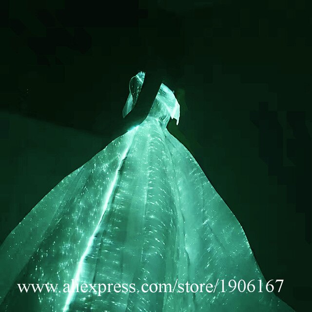glow in the dark party dress Led Luminous Fiber Optic Wedding Dress Colorful Led Light Up Stage Per – store deleted