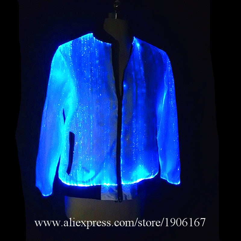 Led Colorful Luminous Fiber Optic Clothes Led Lighting Masquerade Stage Performance Dance Wears Led Light Party Evening Jacket