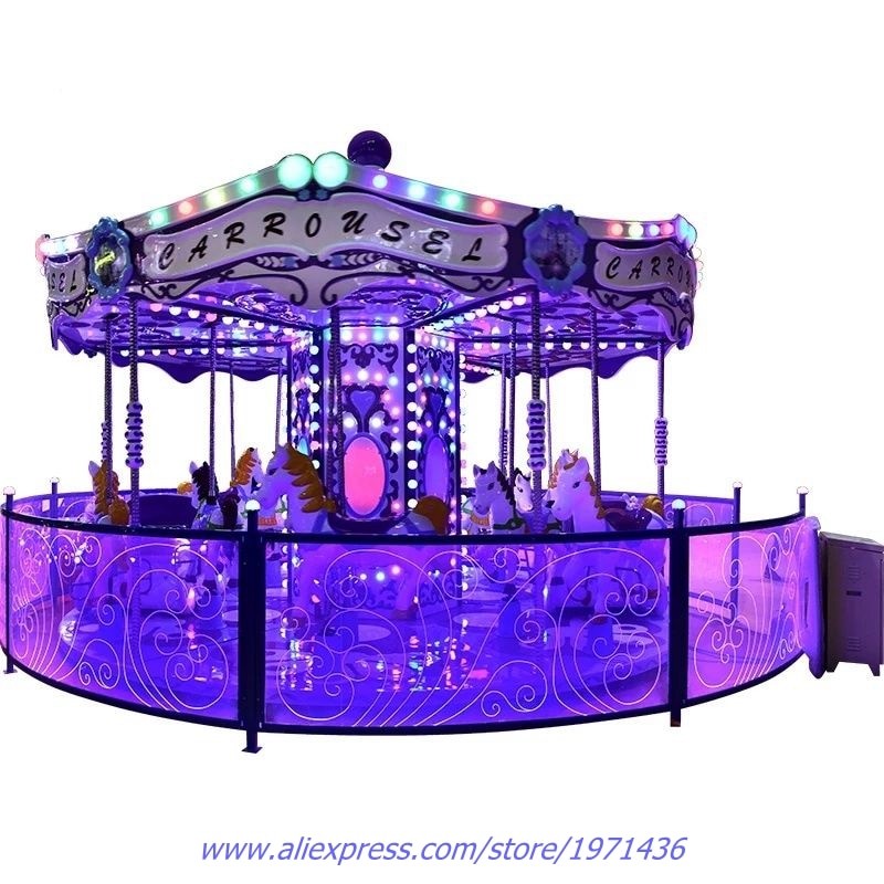 2018 New Entertainment Amusement Park Equipments 16 Person Seats Carousels Horse Rotation Kiddie Rides Game Machine