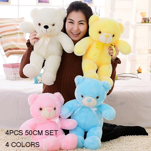 Luminous 30/50/80cm Creative Light Up LED Teddy Bear Stuffed Animal Plush Toy Colorful Glowing Teddy Bear Christmas Gift for Kid