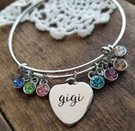 Best Selling Letter Bangle Elegant Birthstone "gigi" Bracelet Bangle Jewelry Best Gift for Family YP4138