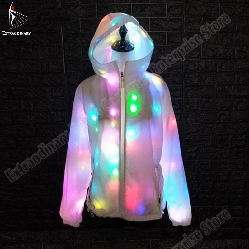 LED Party Clothes Colorful Glowing Casual Top Flashing Lights Jacket Coat pants Costumes Set Luminous Christmas Halloween Party