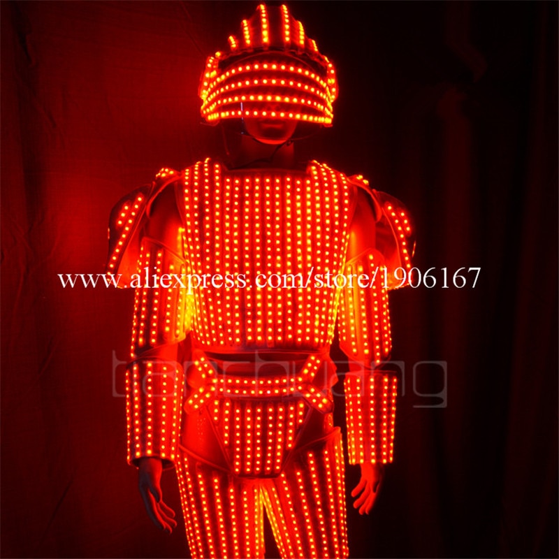 Colorful LED Illuminating Armor Robot Suit Costume Stage RGB Led lighting Robot Show Clothes Dress Up With Led Luminous Helmet