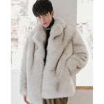 Men's Fox Fur Coat Men's Short Coat Men's Winter Warm Jacket