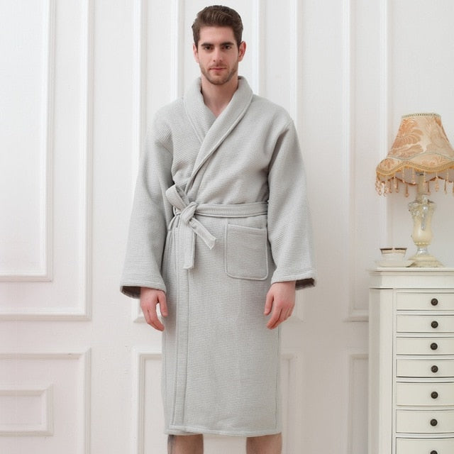 Bath Robe Men warm Cotton Robes For Men Dressing Gown Bathrobe Towel Fleece Men Bathrobe Men's Robes Kimono Robe White Pink