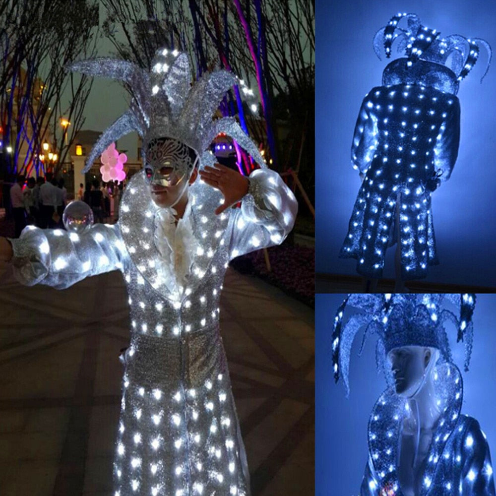 LED Magic Suit, Glow Performance Costumes, Luminous Magic Props, Nightclub Bar Party Supplies Ballroom Dance Dress