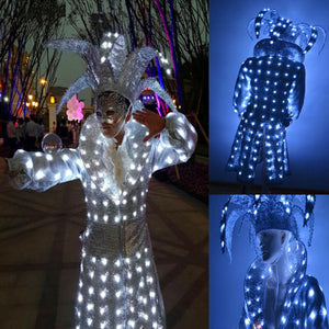 LED Magic Suit, Glow Performance Costumes, Luminous Magic Props, Nightclub Bar Party Supplies Ballroom Dance Dress