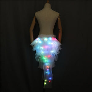 Women LED Ballet Skirt Dance Clothes Ballet Fashion Sexy Black Swan Mesh LED Costume Dance Skirt