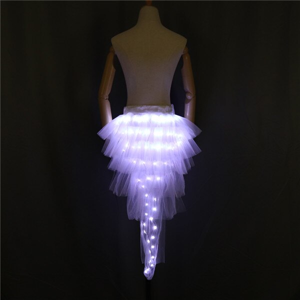 Women LED Ballet Skirt Dance Clothes Ballet Fashion Sexy Black Swan Mesh LED Costume Dance Skirt