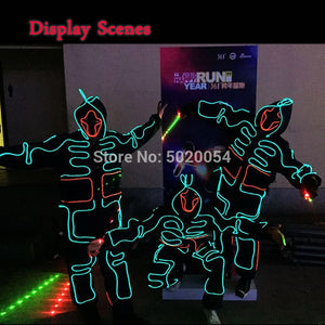 LED Luminous Clothing Illuminated Dance Clothes Glowing Robot Light Up Costumes Men EL Clothing Glowing Party Costume