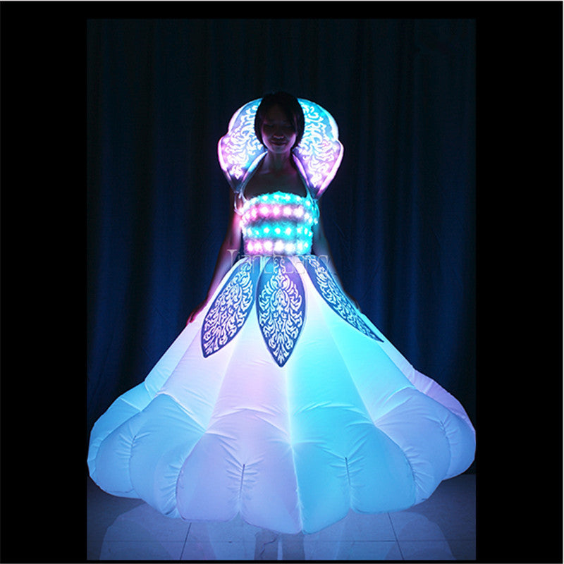 TC-179 Inflatable led women dress full color led light dance led costumes RGB stage wears singer dj clothes Programmable skirt